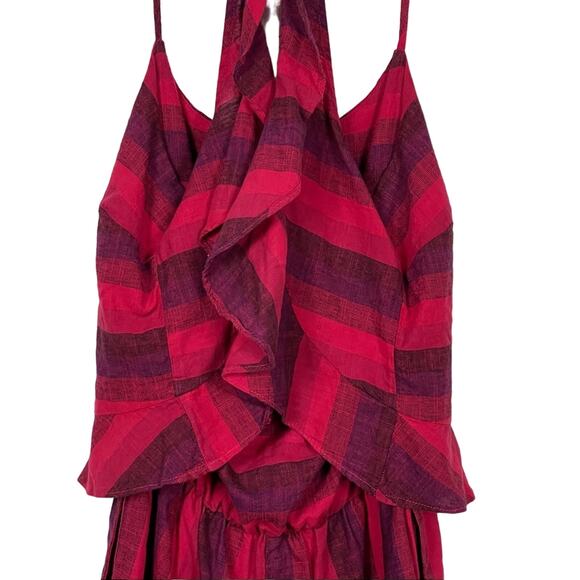 Anthropologie Amadi Pink Striped Linen Blend Romper Size Small NEW - Picture 10 of 12